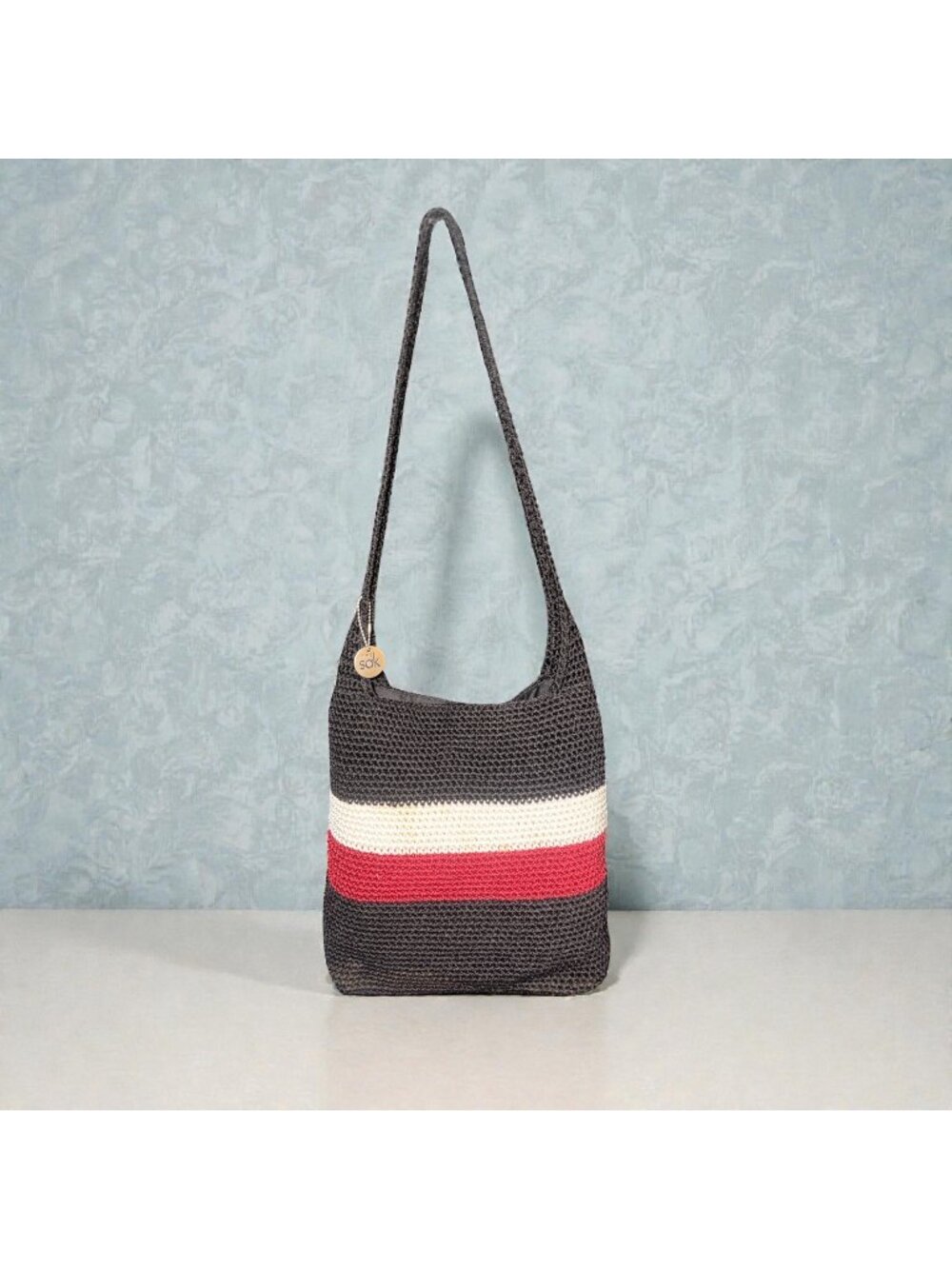 The Sak Hobo Shoulder Bag Black Red Beige Crocheted Slouchy Tote Casual Boho - Picture 3 of 7